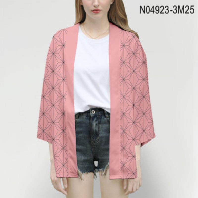 Аниме Клинок, рассекающий демонов, Взрослый угольный Джиро Ё Бин Принт Детский плащ Кимоно Периферийная куртка с перьями