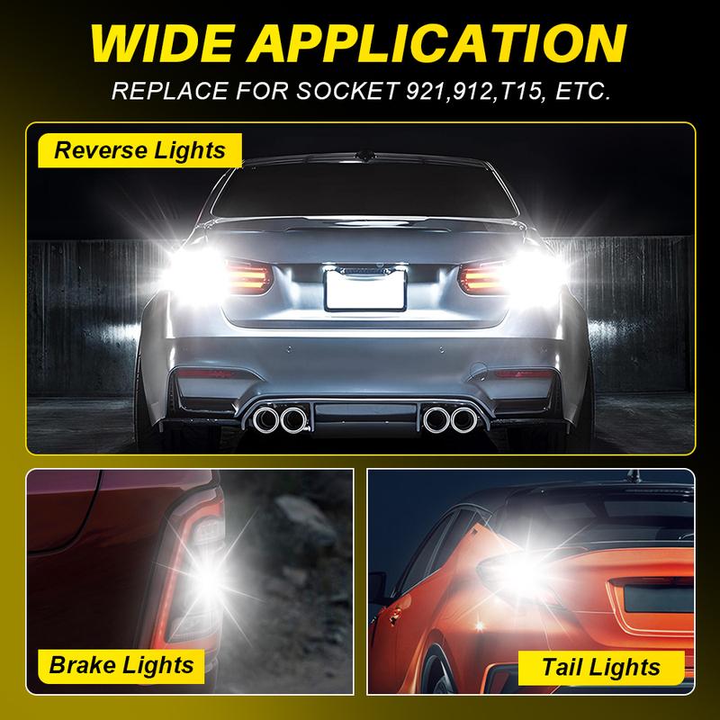 AUXITO 2Pcs T15 W16W LED Canbus 921 912 LED Lamp White Golden Yellow Car Backup Reversing Light Bulb for Honda Toyota Hyundai