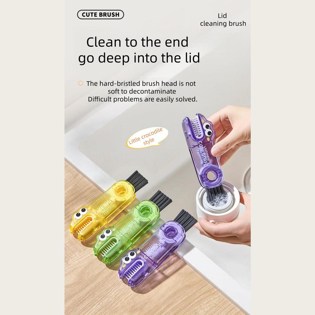 Three-in-one Cleaning Brush Shark Style Kitchen Portable Purple Green Yellow 1pcs