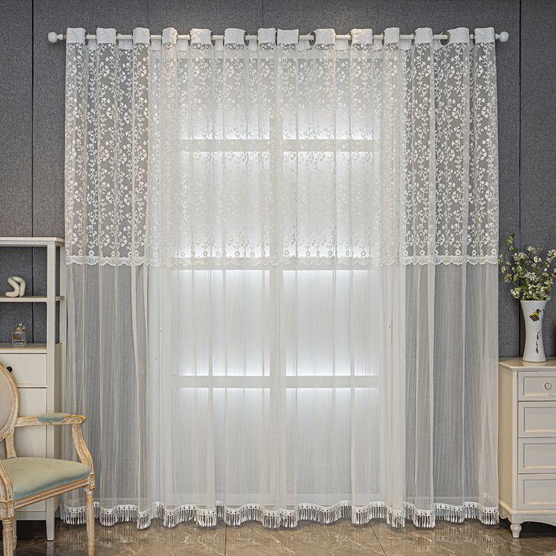 Красивая вышитая прозрачная занавеска, простая вышитая мелкая цветочная белая тонкая прозрачная занавеска для окна в европейском стиле