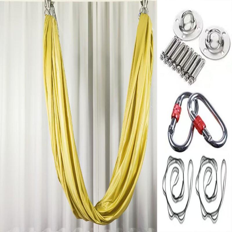 Aerial Yoga Hammock Set With Stretchy Fabric Home Gym Studio Practice Indoor Fitness Suspension Training