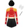 Girls Magician Jumpsuit Costume Long Sleeve Keyhole Back Fringe Epaulet Design Top Hat Gloves Wand Set