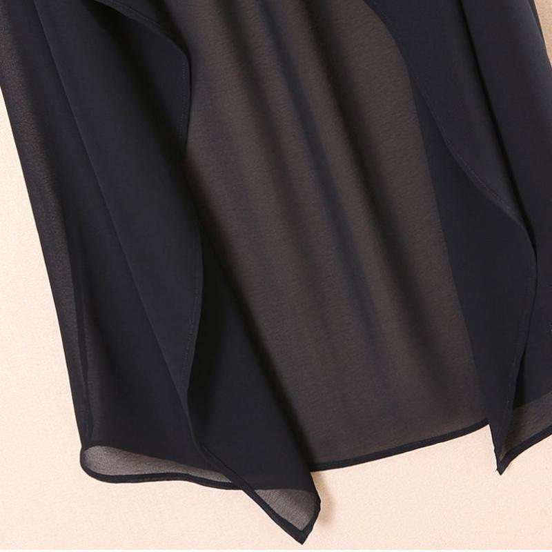 Шифоновые жилеты женские праздничные уличные однотонные черные милые тонкие летние универсальные феи верхняя одежда сексуальная длинная драпированная винтажная открытая строчка