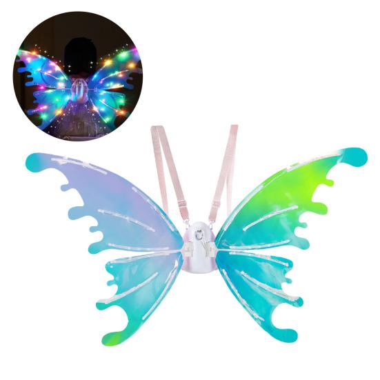 Электрические крылья бабочки-феи со светодиодной подсветкой, светящиеся радужные крылья для девочек, женщин, костюм для ролевых игр для вечеринки, Рождества