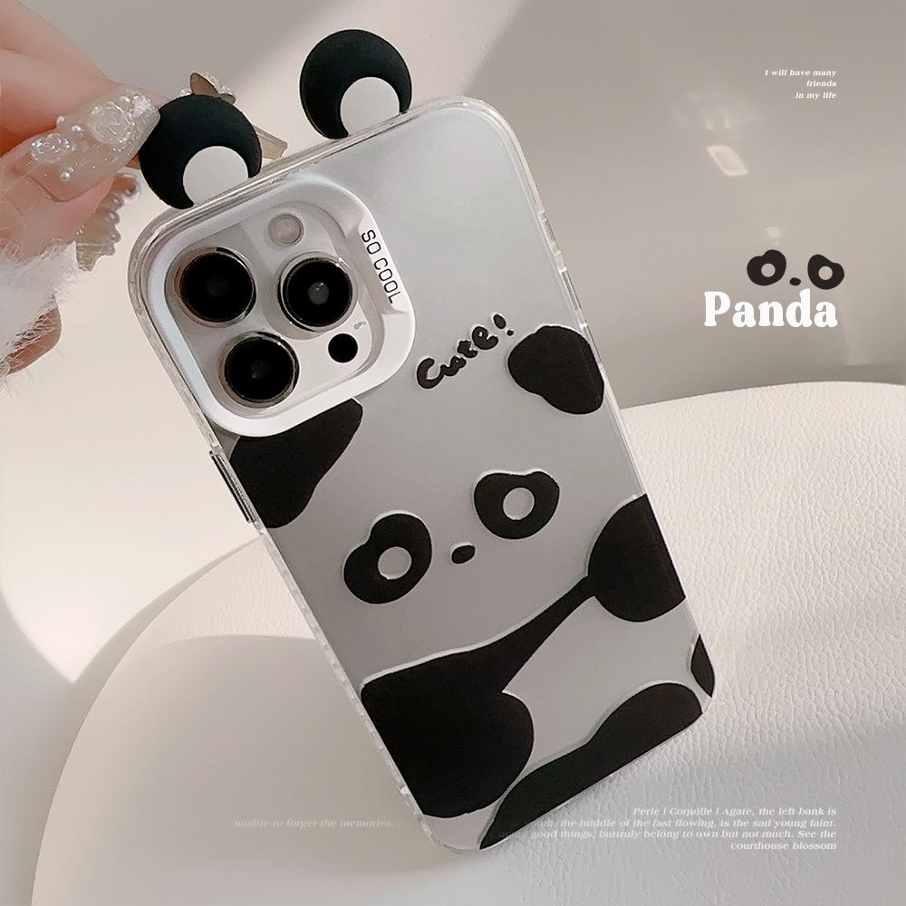 Big Ears Panda Iphone15 Suitable for 16Promax Mobile Phone Case 12 Apple 13 Three Dimensional Cute 11 Laser Hard