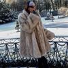 Women Luxurious Lapel Faux Fur Coats Fashion High Street Long Sleeve Oversize Cardigan Jacket Thick Winter Warm Female Outerwear