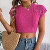 Spring Summer Women's Casual Solid Colour Twist Short Sleeve Knit Holiday Short Cord Top