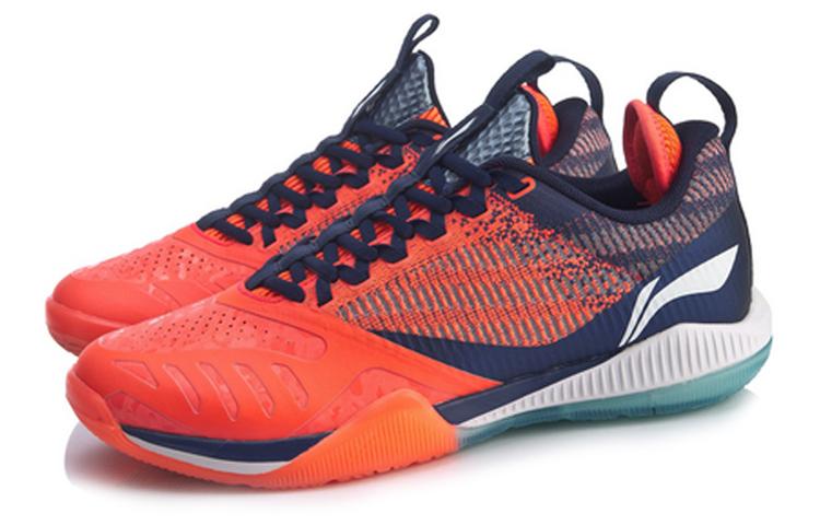 Li Ning Крутые кроссовки для бадминтона Cool Shark 2.0, дышащие, с амортизацией, низкие, унисекс, неоновый фруктовый красный AYAQ001-3