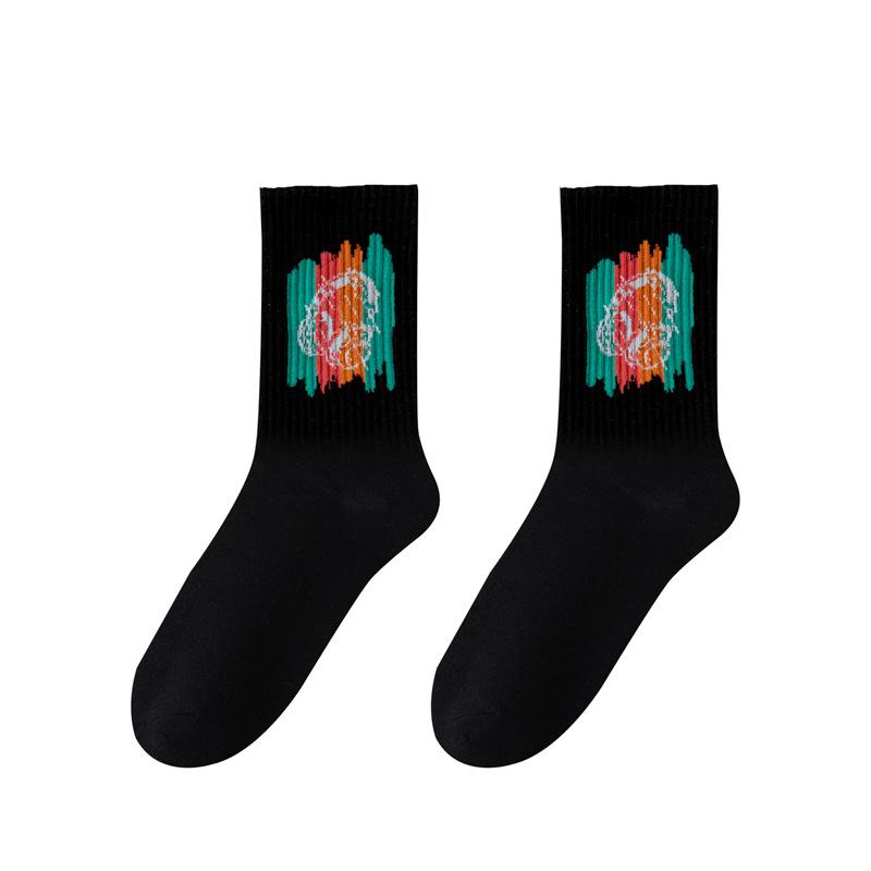 Multi-Size Men's Socks Black and White Long Tube High-Cut Versatile Student Style Autumn/Winter Sports Socks