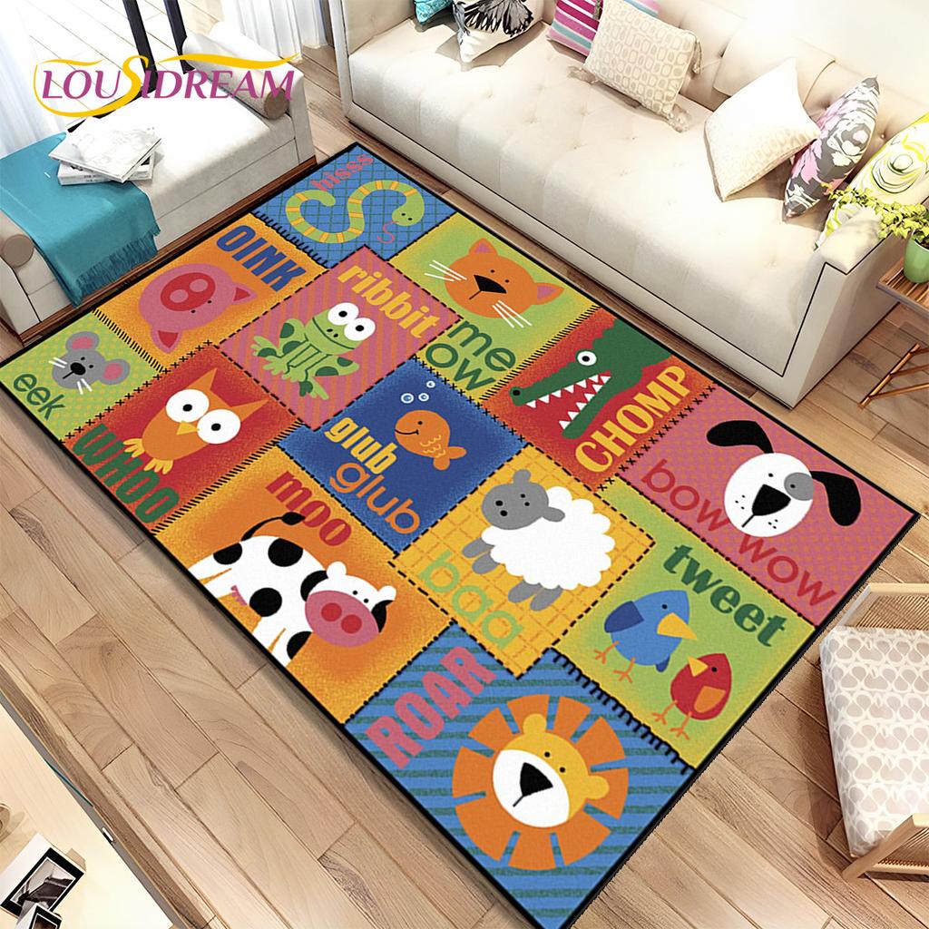 ABC мультфильм детская игровая комната алфавит детский коврик для раннего образования, ковер для гостиной, спальни, дивана, нескользящий коврик