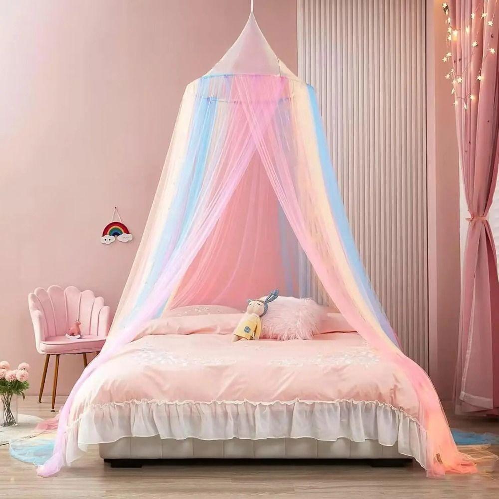 Rainbow Color Dome Mosquito Net Princess Style Bed Tent Room Decor Bed Canopy  Summer