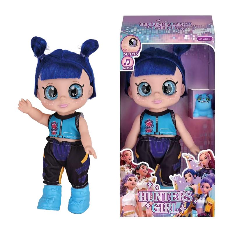 Hot Demon Hunters Fashion Doll with Purple Braids Interactive Music Doll with 5D Eyes Pet Toy Perfect Play Set Gifts for Childs