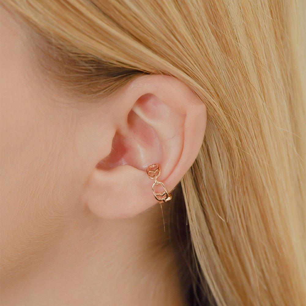 Modern Tulip Oval Silver Pink Ear Cuff Tessvp13714M