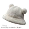 Solid Color Plush Fisherman Caps Bear Ears Basin Hat New Wool Cap  Women