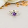 Amethyst Gemstone 925 Sterling Silver Round Handmade Jewelry Boho Ring For Women
