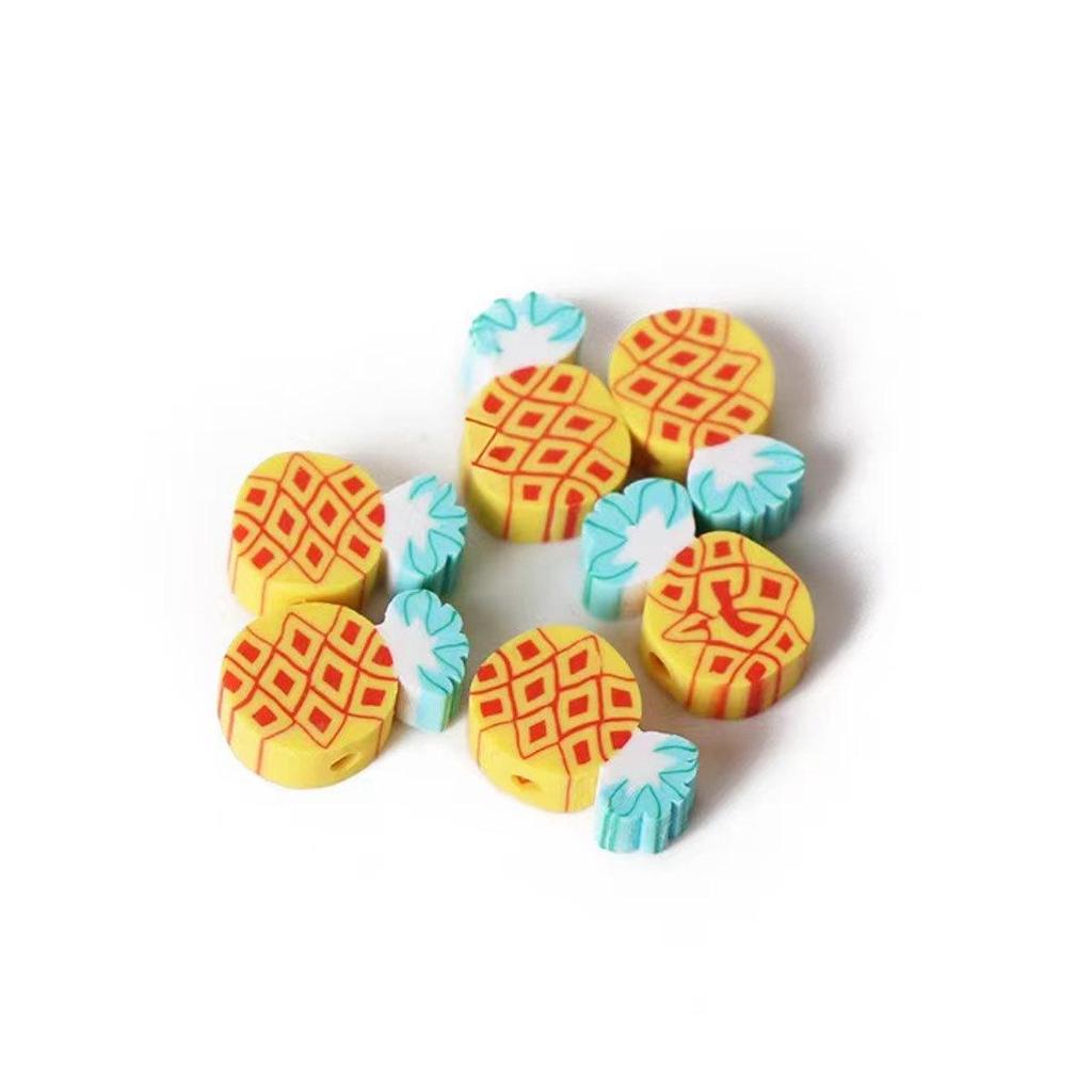 Handmade Pineapple Fruit Soft Clay Bead Kit for Jewelry DIY – Bracelets, Necklaces, Wristbands (100 Pieces)