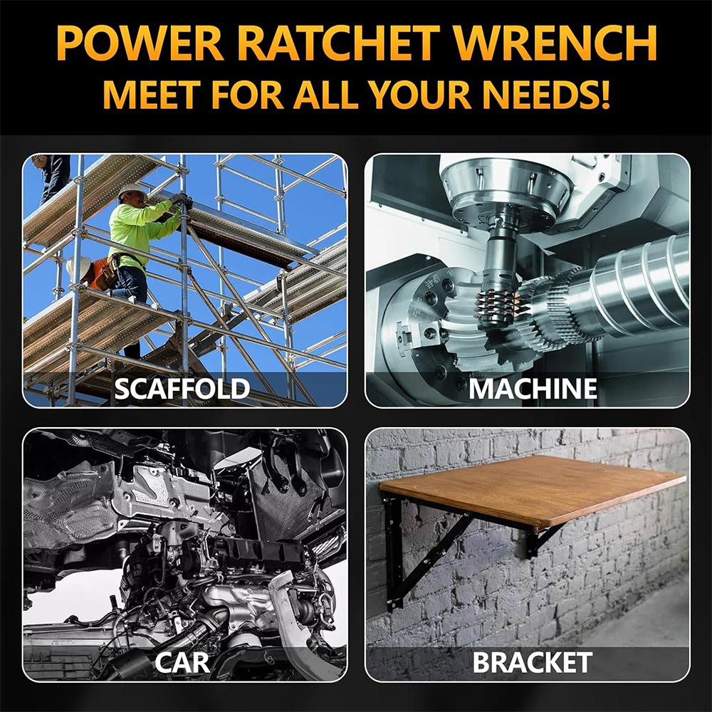 Electric Ratchet Wrench Set 500N.M Cordless 3/8" Power Impact Tool Sockets Kit For DEWALT Battery Car Repair Right Angle Wrench