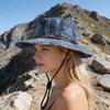 Unisex Fisherman Hat Extra Large Brim Adjustable Fit Hiking Bucket Hat Windproof Buckle Washed Denim Outdoor Travel UV Blocking
