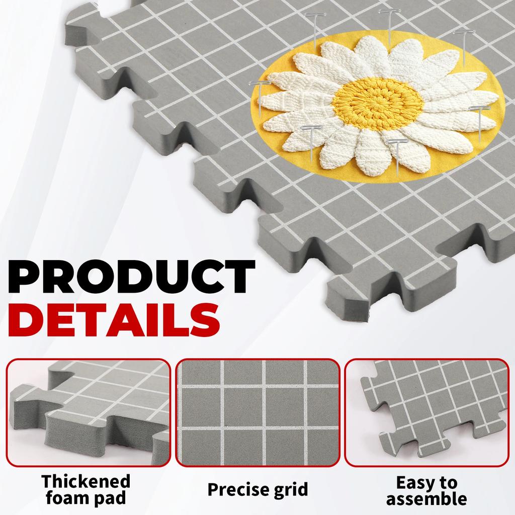 Пенопластовые блокирующие маты Набор для расширения вязания своими руками Толстые точные блокировочные доски с набором булавок для рукоделия Вязальные аксессуары