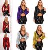 Womens Halloween Magician Dress Suit Circus Tailcoat Jacket Sparkle Sequin Blazers Tuxedo Outerwear Dress Up Costumes