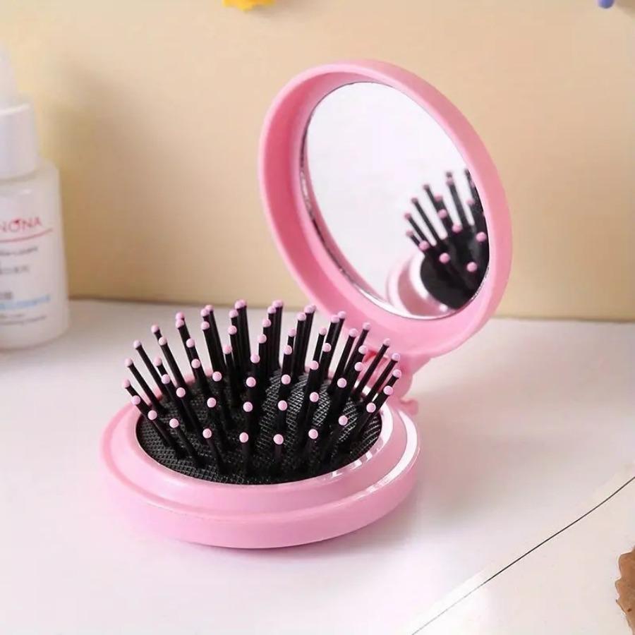 1PCS Small Comb With Folding Mirror Travel Portable Massage Folding Comb Women's Hair Brush Styling Tool