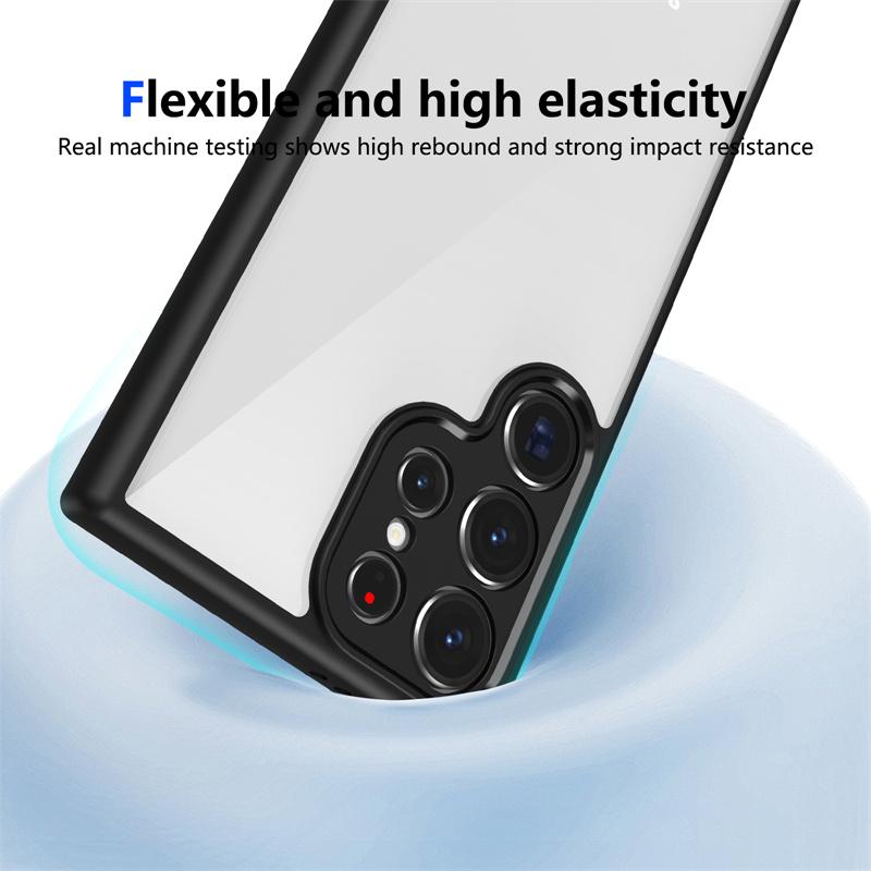 High Quality Transparent Acrylic Back Case for Samsung iPhone Xiaomi Redmi for Samsung Galaxy S25 S24 Ultra S23 FE A56 A36 A55 A35 Cover Silicone TPU