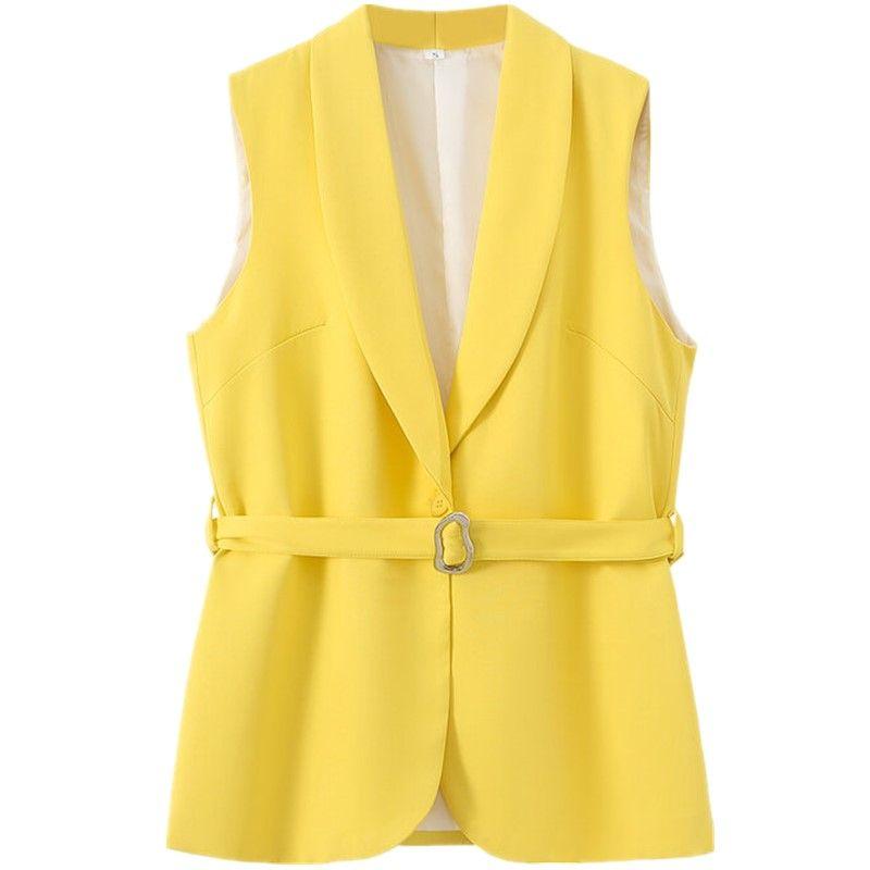 Fashion Style 2024 Summer New Arrival Women's Clothing Elegant All-Matching Sleeveless Stylish Slim Looking Yellow Belt Vest