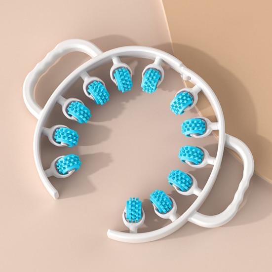 Leg Massage Roller Anti-Cellulite Lymphatic Drainage Deep Tissue Therapy Thighs Arm Back Shoulder Muscle Relaxation Massage Tool with 12 Rollers