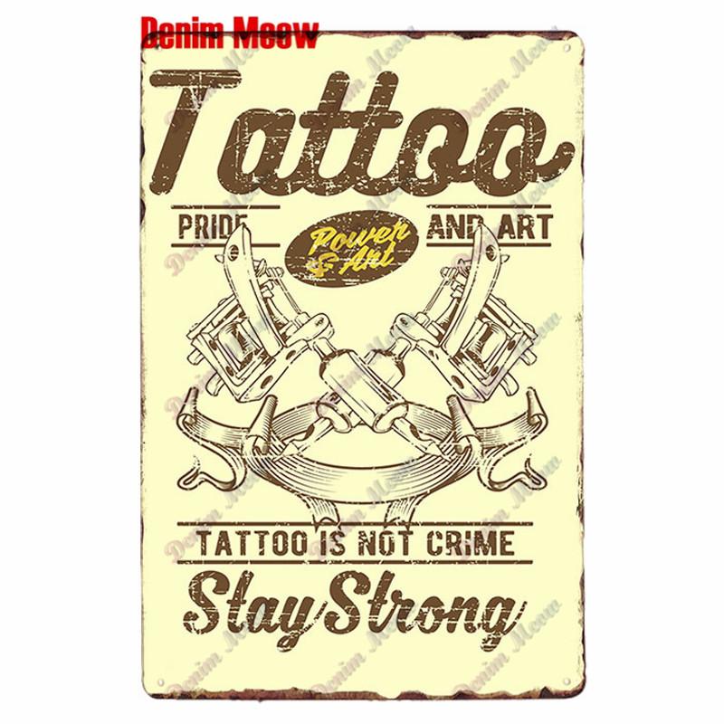 Классическая металлическая жестяная вывеска для студии татуировки, винтажная настенная художественная роспись, антикварный декор комнаты для салона татуировки, декор для дома в салоне, WY86