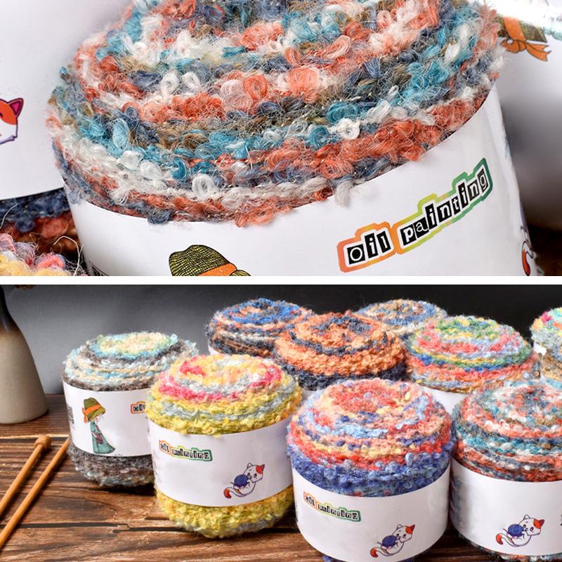 1 шт шерстяная нить модный вязаный шарф теплый цвет ручная работа градиент масляная живопись ретро стиль пряжа клубок