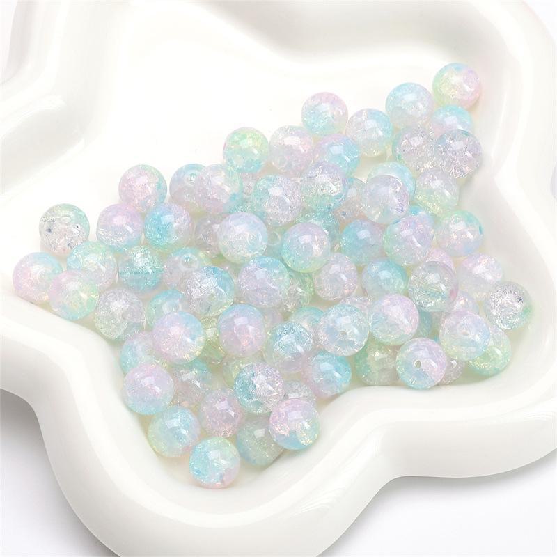 Комплект браслетов из бисера Summer Jelly Gold Glitter: Двойные стеклянные круглые бусины и полусахарные пузырчатые бусины