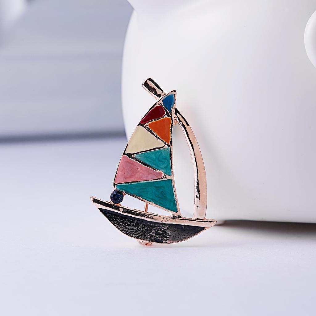 Rinhoo Enamel Sailboat Brooches For Women Fashion Colorful Sailing Boat Party Casual Brooch Lapel Pin Badge Corsage Jewelry Gift
