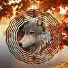 Open - 3D Mandala Wind Chime Beautiful Wolf King Pattern Dynamic Rotating Art Outdoor Decor