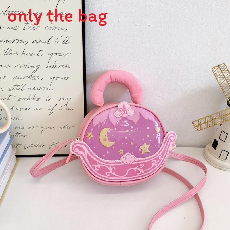 Цвет Простой Однотонный Принт Звезда Луна Детская Круглая Сумка Кроссбоди для Девочки