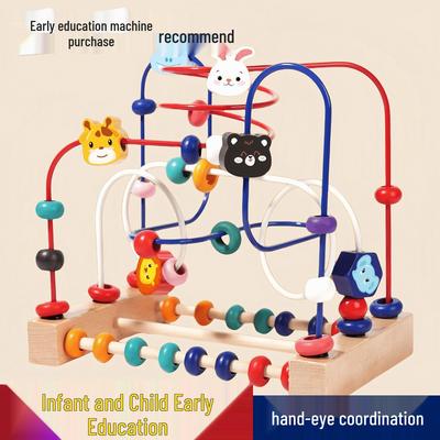 Монтессори Детский Лабиринт с Бусинами и Строительные Блоки для 6 Месяцев - 2 Лет - Развивающая Игрушка для Концентрации