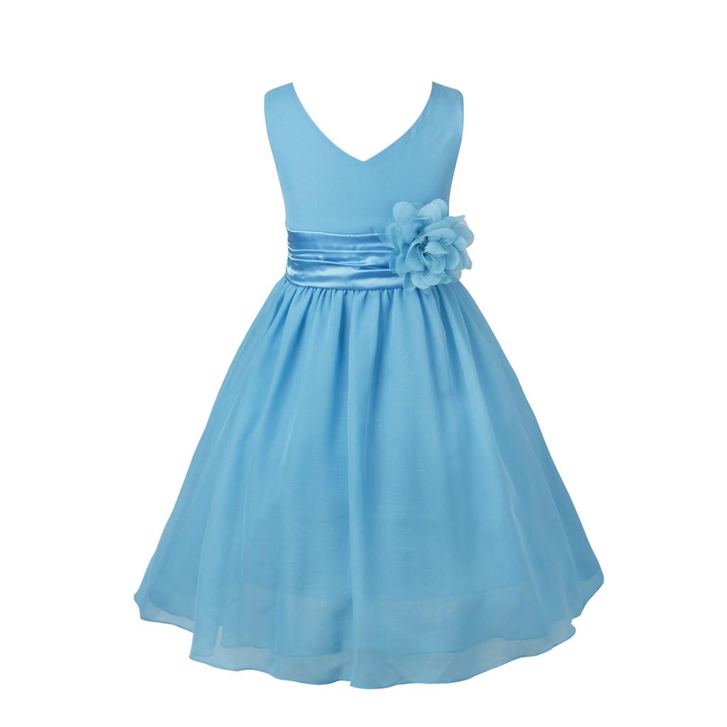 Kids Girls Ball Gown Prom Wedding Bridesmaid Chiffon Summer Party Dress