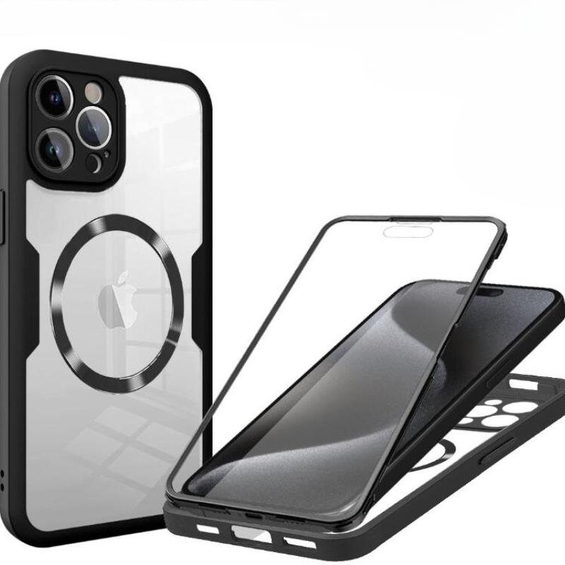 Чехол для Magsafe 360 ​​с полной защитой экрана для iPhone 15 14 13 12 11 Pro Max, магнитная прозрачная задняя крышка с беспроводной зарядкой