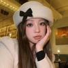 Solid Color Bow Bucket Cap Korean Style Women Bucket Hat Sweet Woolen Fishing Cap  Streetwear