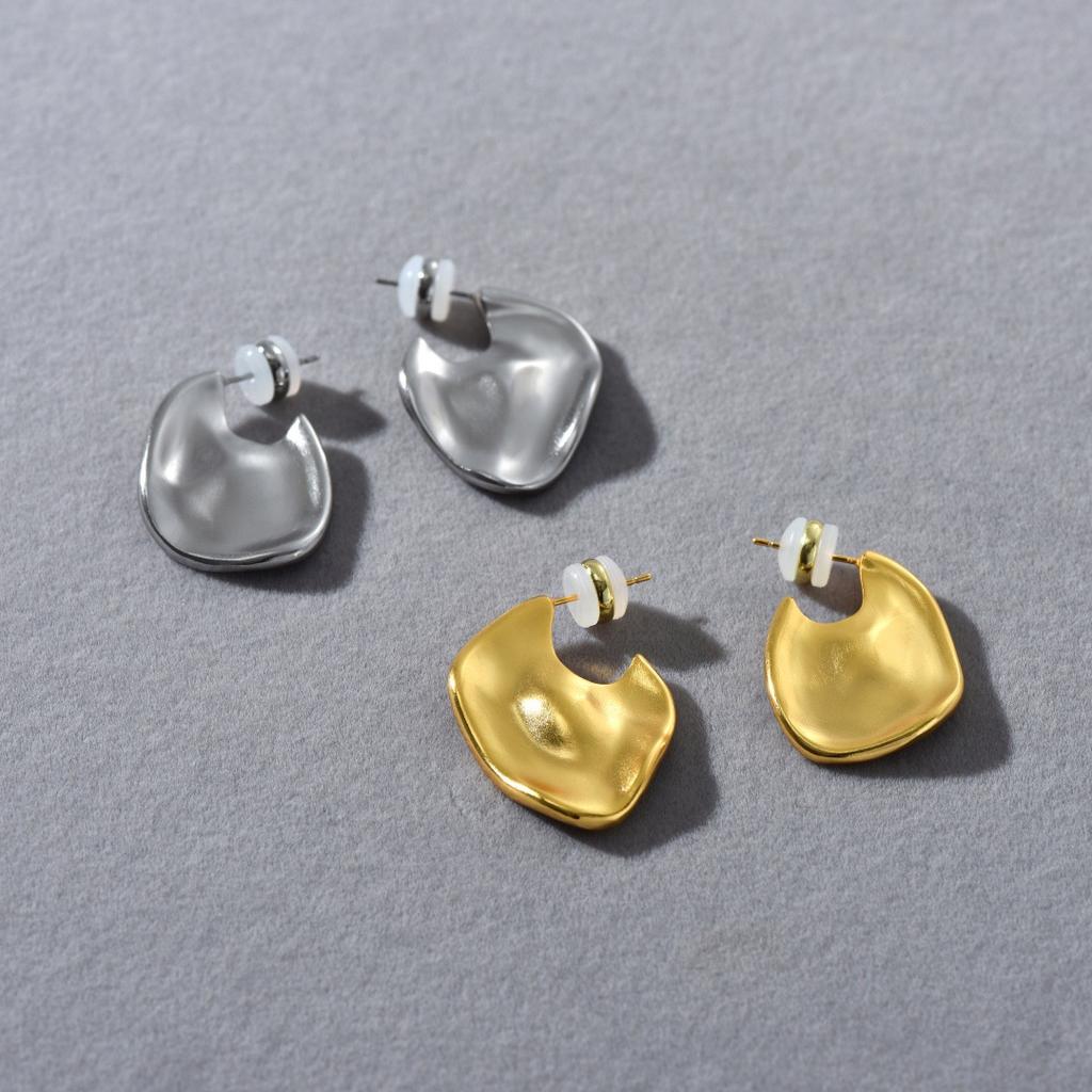 Vintage Geometric Irregular Metal Design Earrings S925 Silver Needle Stud Earrings Niche Trendy Personality Unique Earrings