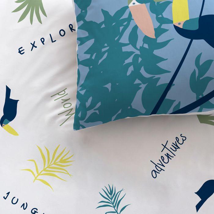 Parure de lit enfant 100% coton - MATT & ROSE - EXPLORATEUR - Gris - 140x200+63x63cm
