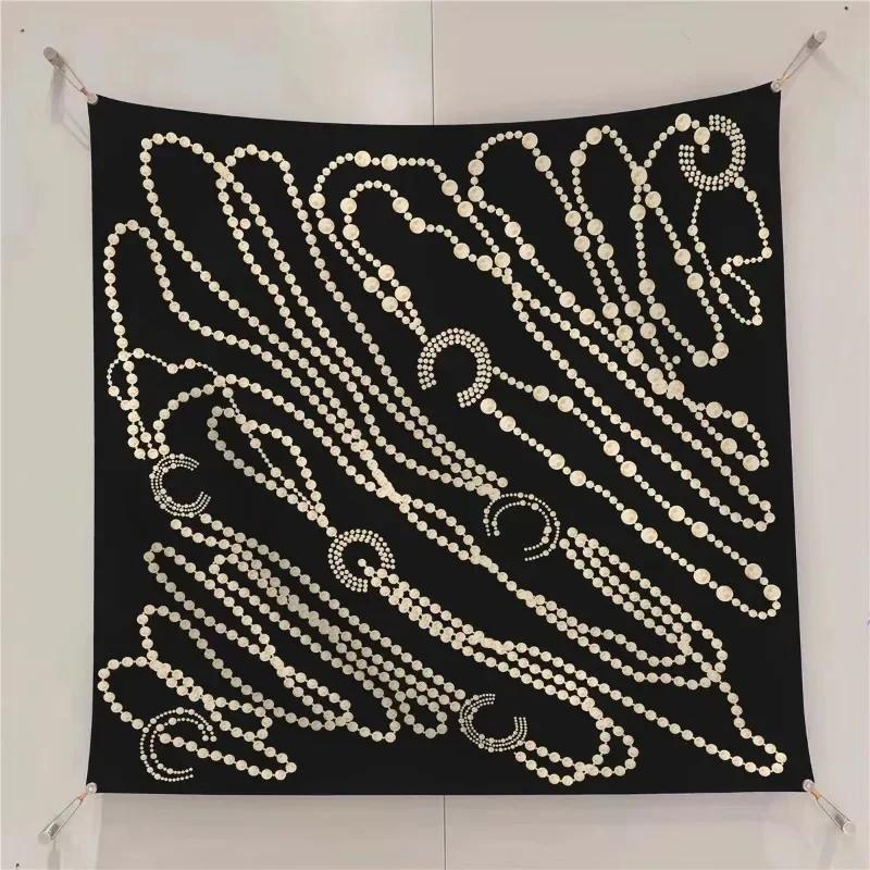 VREOVOR New 90cm × 90cm Large Square Scarf Handmade Desktop Printing Machine Right Angle Curled Edge Twill Silk Fashion Trends