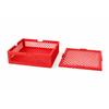 Container with lid, red, openwork organizer for small items for the home