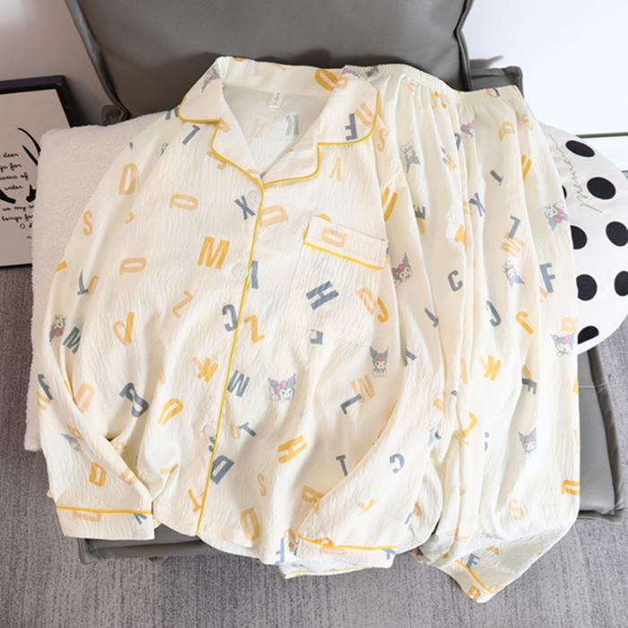 Homewear Flower Print V-neck Women's Pajamas Set Aesthetic Art Soft Two-piece Pajamas Set Sweet Casual Autumn  Sleepwear