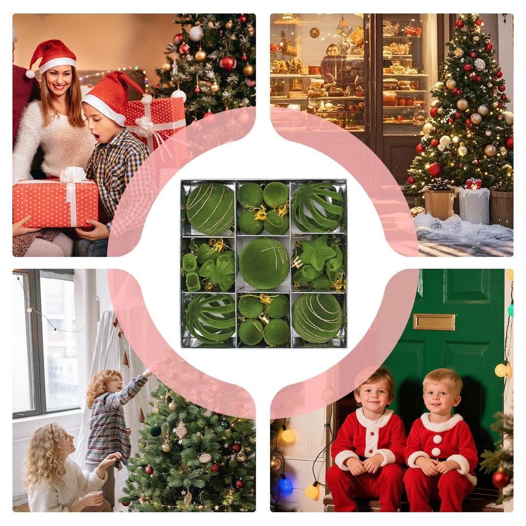 Christmas Ornaments Set 35 Pieces Winter Holiday Decoration Pendants Christmas Balls Decoration For Party Celebration Event