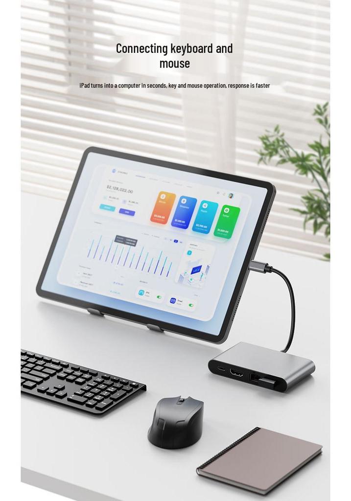 Универсальная док-станция 4-в-1 USB-C для ноутбука/iPad Apple с HD-конвертером, USB 3.0 и сетью 100 Мбит/с