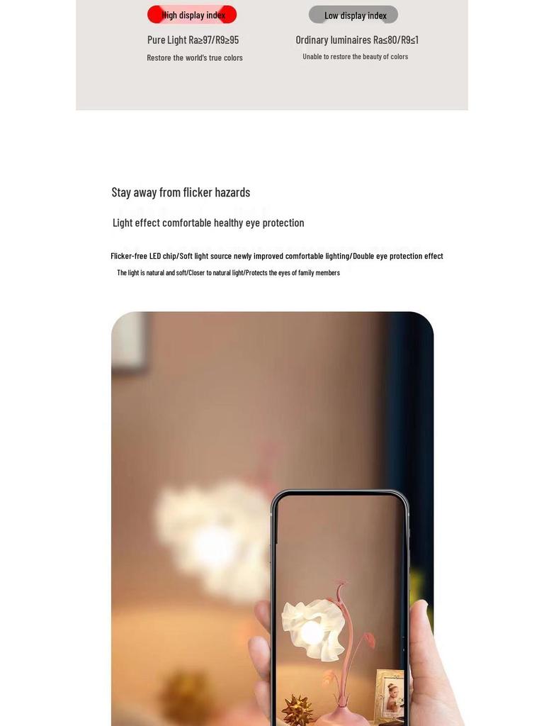 Ins Style Floral Bedroom Bedside Lamp for Teens - Eye-Caring Night Light & Study Desk Lamp