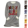 Women's Christmas Print Thick Plush Lambswool Warm Long Top