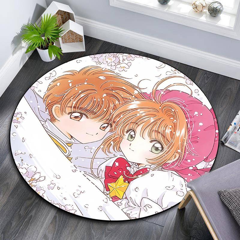 Cardcaptor Sakura2 Round Area Rug,Carpet Rug for Living Room Bedroom Sofa Playroom Decor,Non-slip Floor Mat