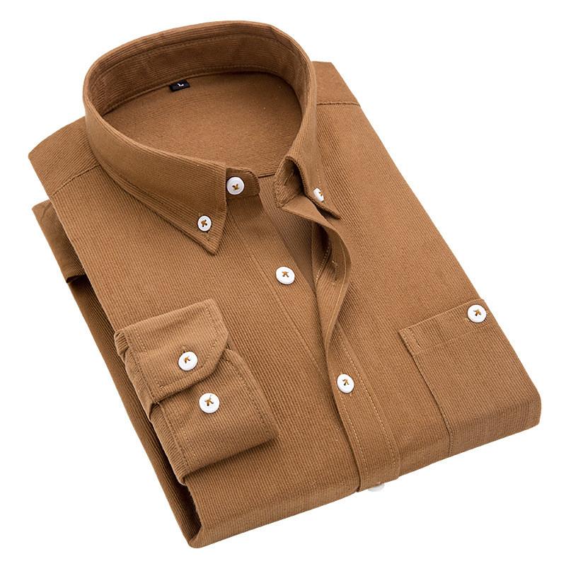 Stylish Cotton Corduroy Shirt For Men Long Sleeve Casual Wear Ideal For Youth Ages 18 To 24