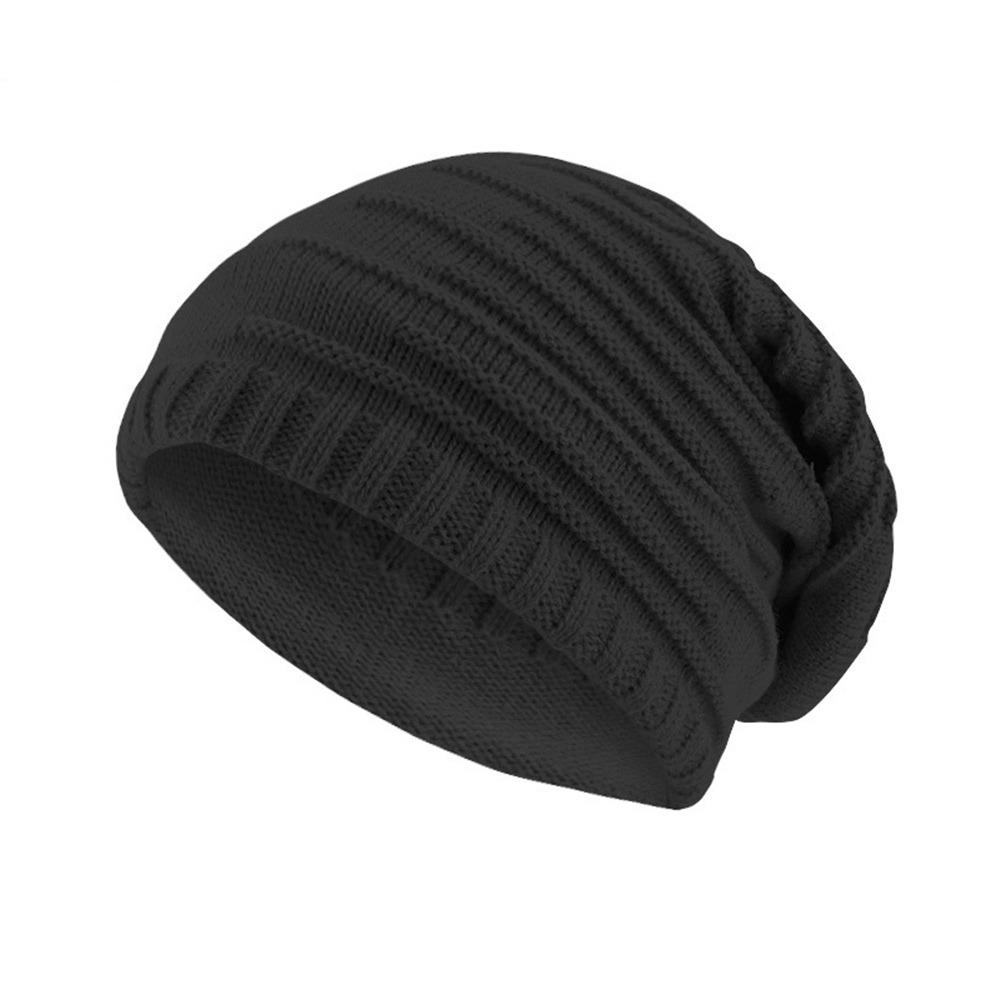 Stripe Knit Texture Knit Slouch Hat Solid Color Unisex Beanie Cap New Slouchy Beanie